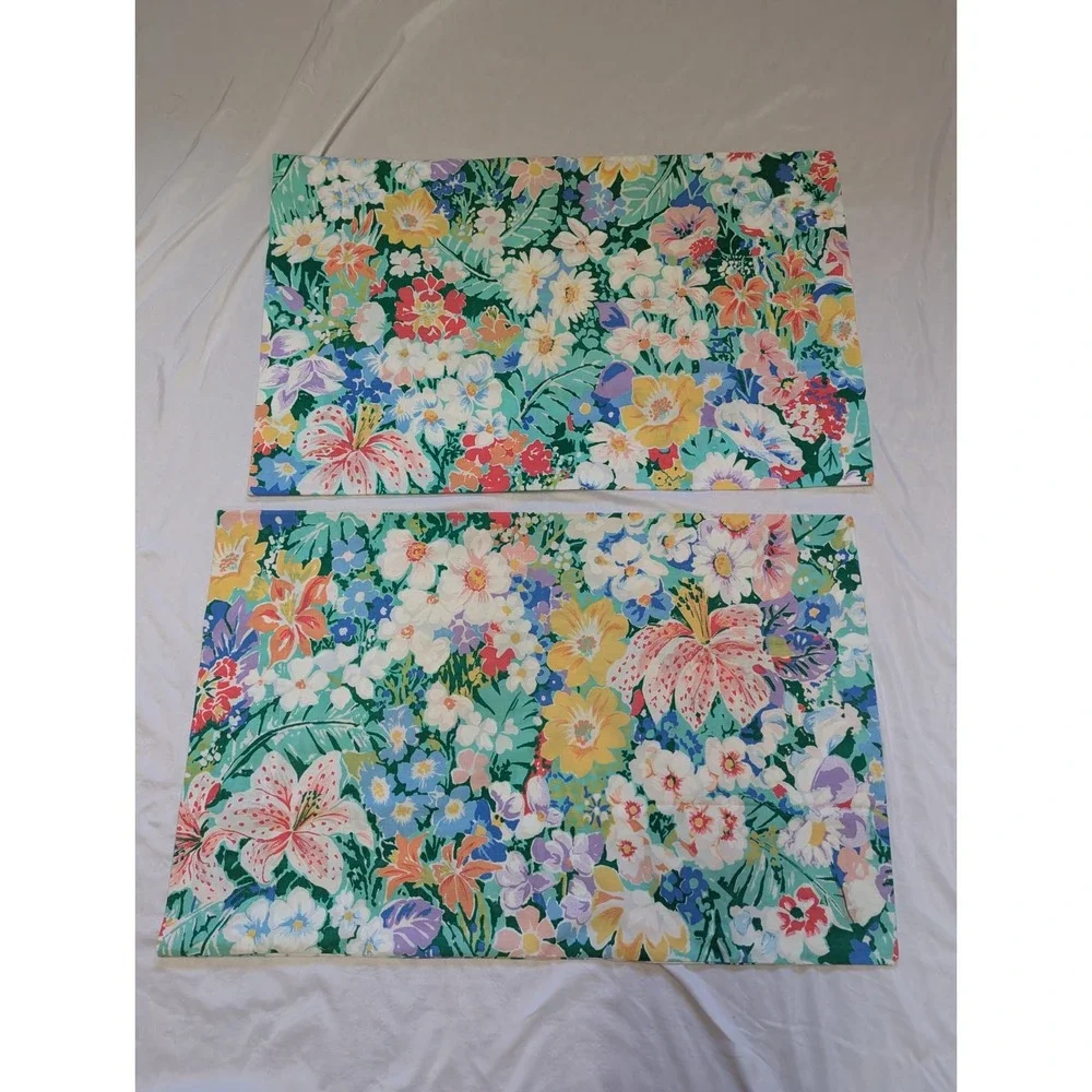 2 West Point Pepperell Vtg MCM Tropical Floral Retro Standard Pillow Cases USA